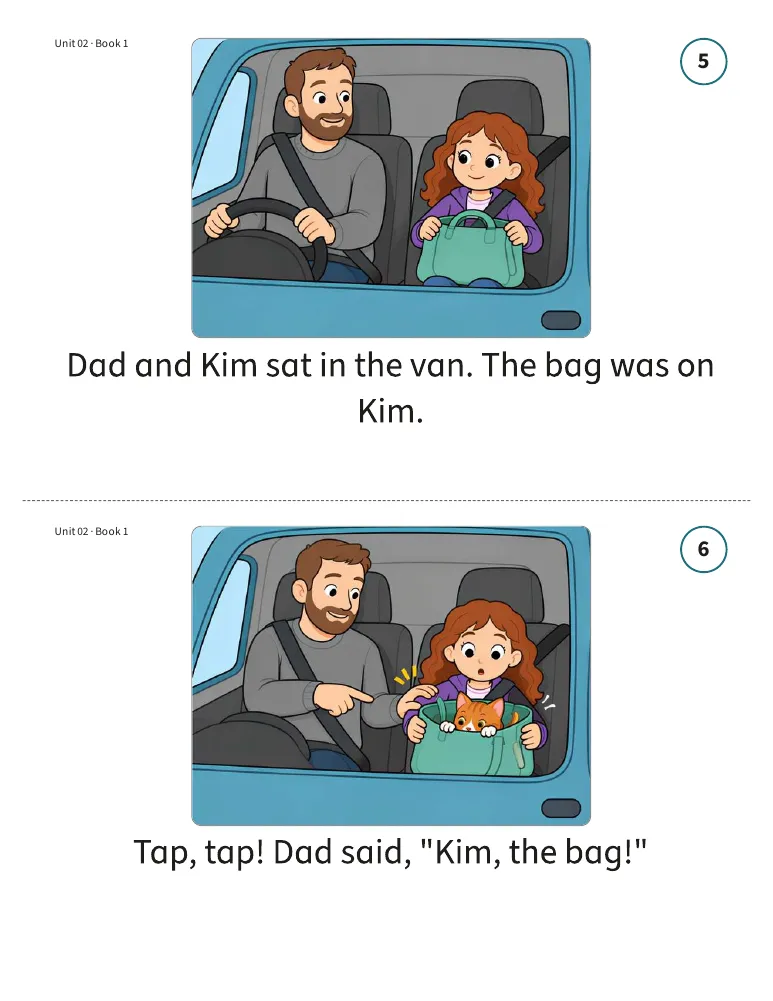 Two story pages of "A Cat in the Bag"