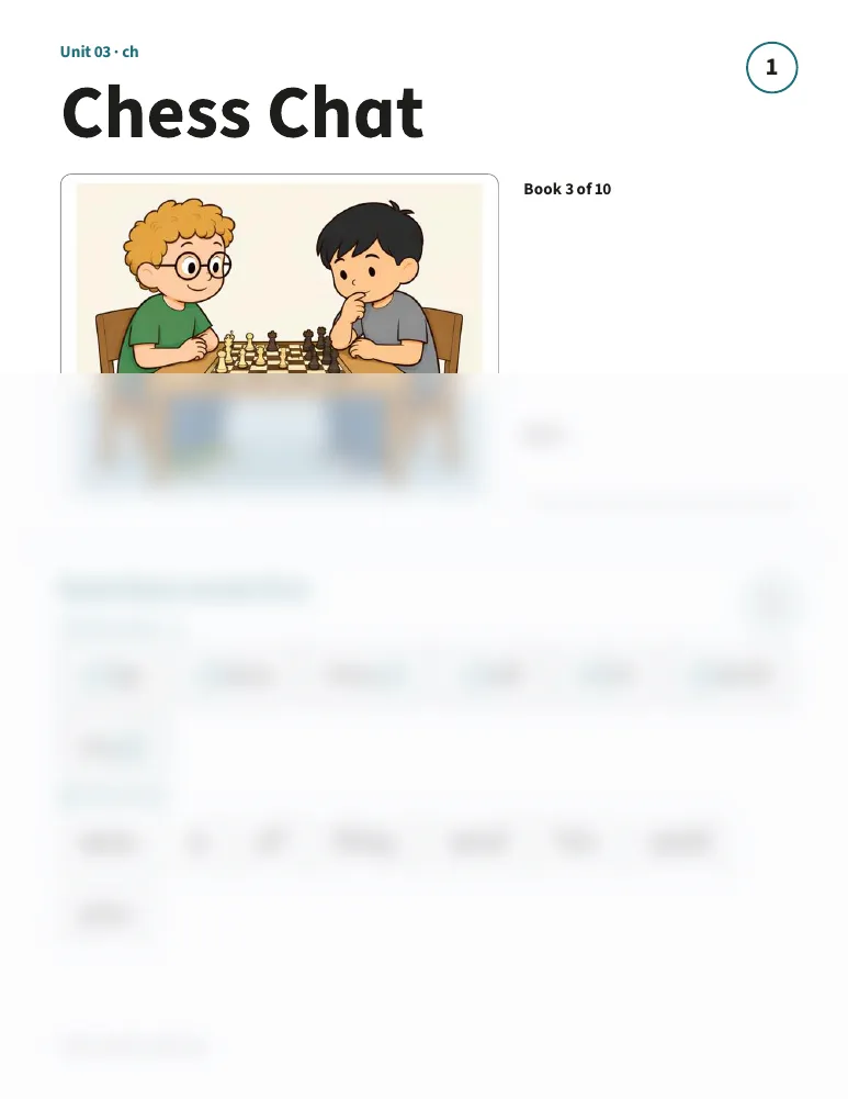 A decodable book page from the Unit 3 week packet for ch
