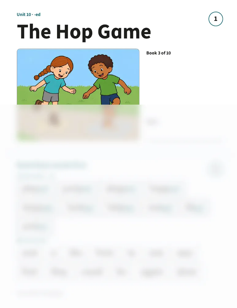 A decodable book page from the Unit 10 week packet for -ed