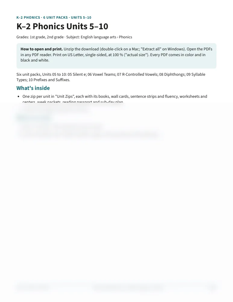 Start Here page of the Units 5–10 download